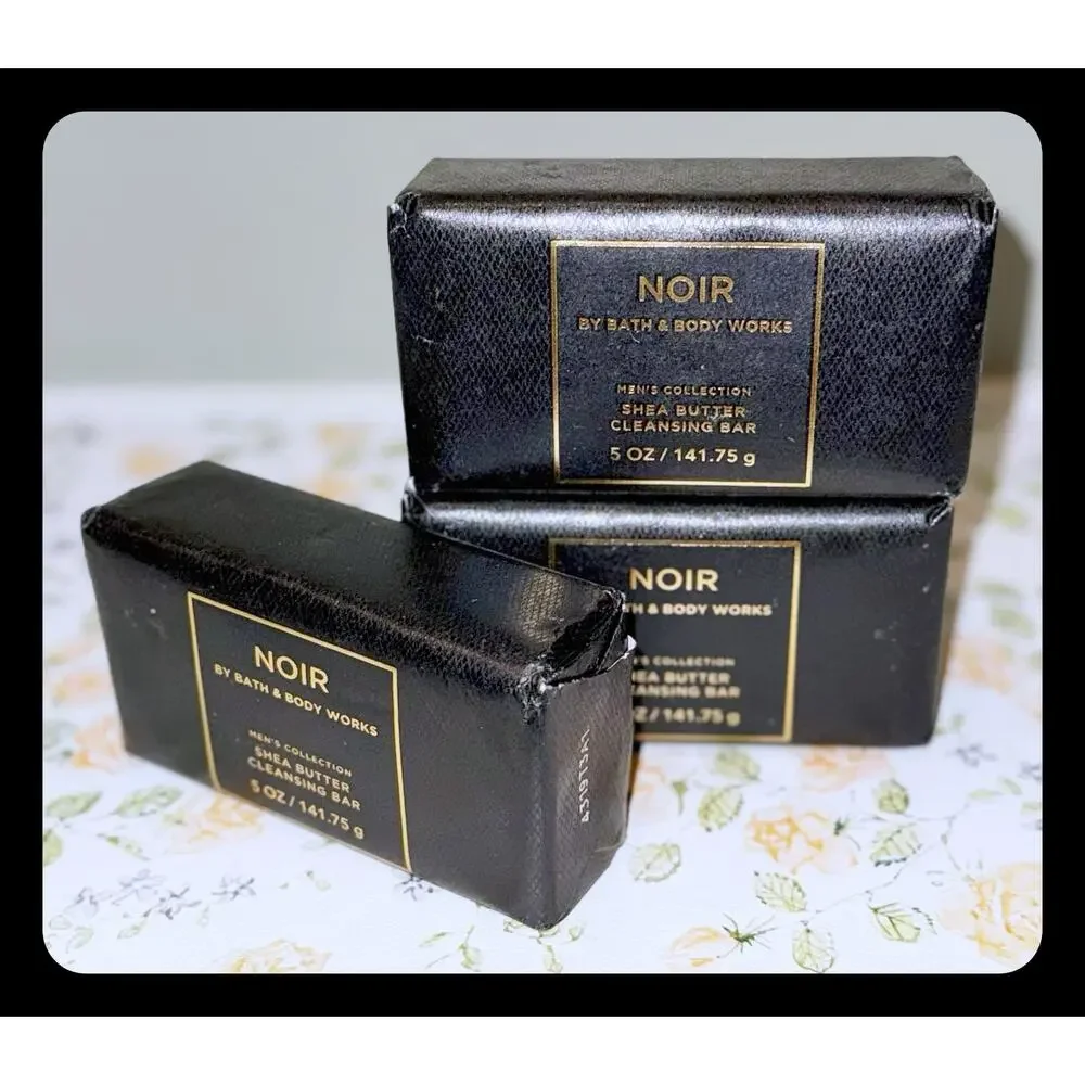 Bath & Body Works 5 oz Men's Noir Shea Butter Cleansing Bar Soap x3